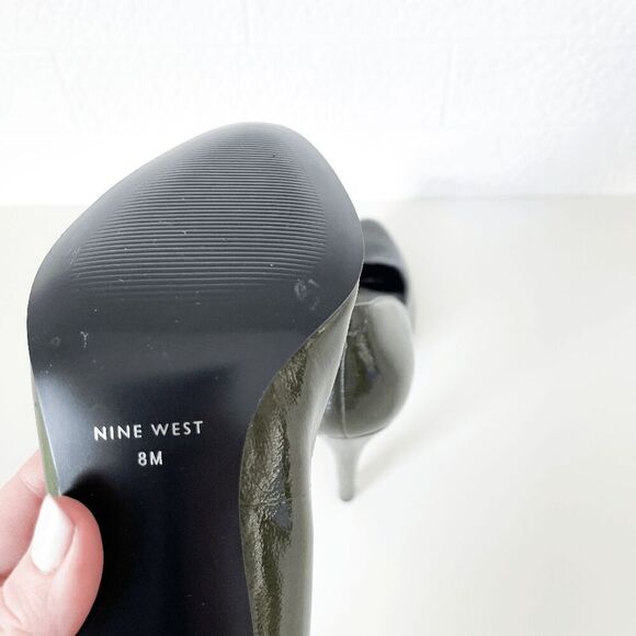 Nine West Womens Lucero Heels Round Toe Leather Stiletto Pumps Dark Green Size 8 - Picture 4 of 10